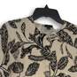 Ann Taylor Womens Black Beige Leaf Print Button Front Cardigan Sweater Size S image number 3