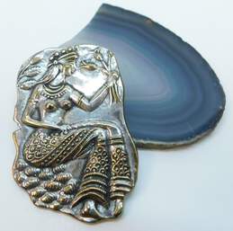 Vintage 835 Silver Two Tone Cleopatra Pendant Brooch 13.8g