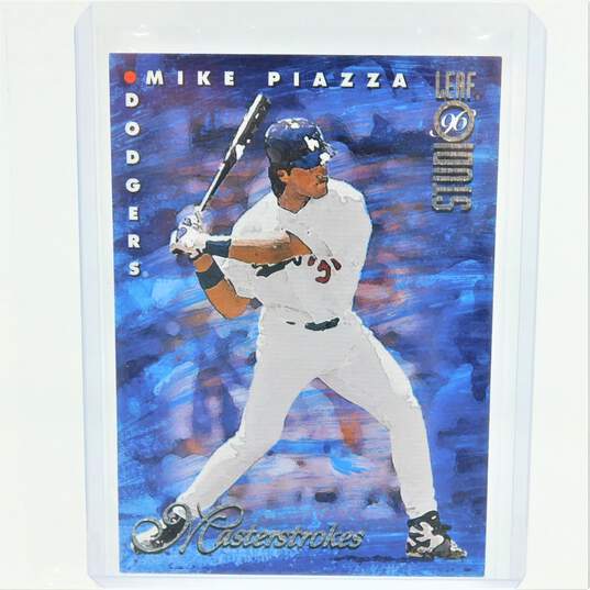 1996 HOF Mike Piazza Leaf Studio Masterstrokes Sample /5000 LA Dodgers image number 1