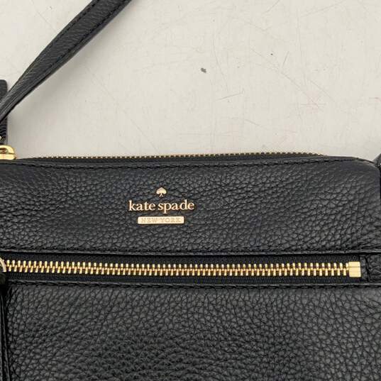 Kate Spade Womens Black Gold Adjustable Strap Zipper Pocket Crossbody Purse image number 5