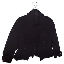 Womens Black Long Sleeve Collared Winter Pea Coat Size Medium