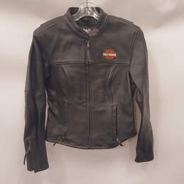 Harley Davidson Men Black Leather Motorcycle Jacket M