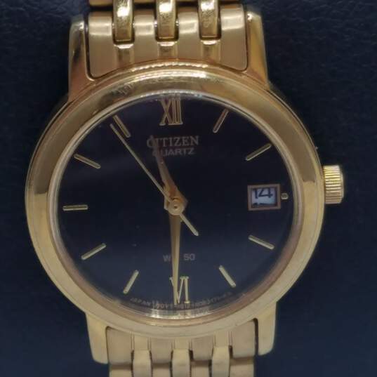 Citizen 23mm Case 50WR Gold tone classic Lady's Stainless Steel Quartz Watch image number 2