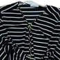 Womens Black White Striped Long Sleeve V-Neck Half Zip Blouse Top Size 2X image number 3