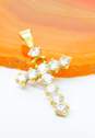 14K Yellow Gold Round CZ Cross Pendant 1.6g image number 2