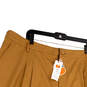 NWT Womens Yellow Flat Front Pockets Straight Leg Cropped Pants Size 4XL image number 3