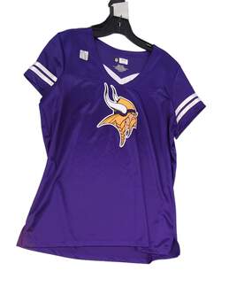 Womens Purple Minnesota Vikings Short Sleeve Football Jersey Size XL