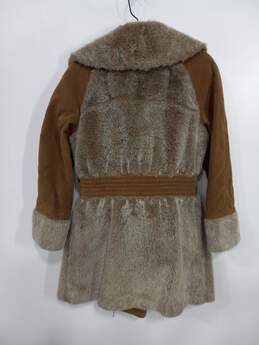 Vintage Leather Faux Fur Coat Women's Size 10 alternative image