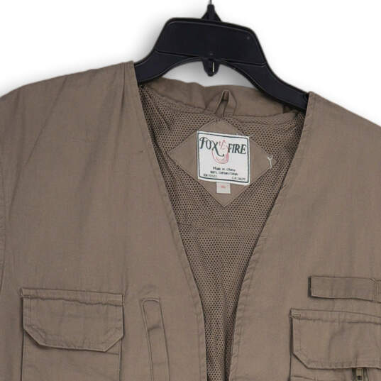 NWT Mens Gray Sleeveless V-Neck Flap Pocket Full-Zip Vest Size X-Large image number 3