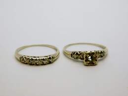 Vintage 14K White Gold 0.09 CTTW Diamond Ring Set- For Repair 3.3g