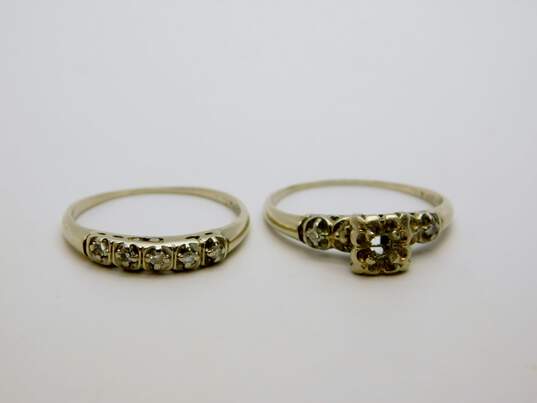 Vintage 14K White Gold 0.09 CTTW Diamond Ring Set- For Repair 3.3g image number 1