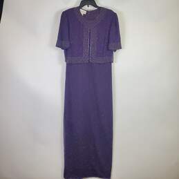Lawrence Kazar Women Purple Beaded Dress L