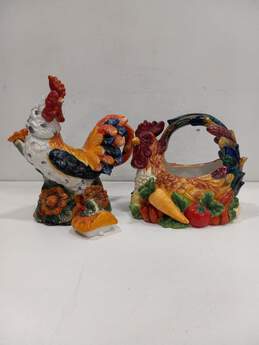 Signature Home Collection Rooster Basket & Rooster Teapot w/ Lid