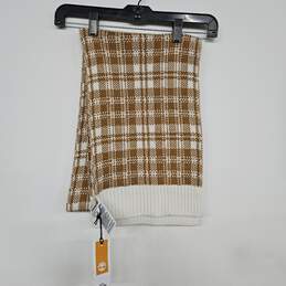 Brown White Plaid Knitted Multipurpose Rectangle Scarf alternative image