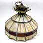 Vintage Hanging Slag Glass Stained Glass Style Ceiling Swag Lamp image number 1