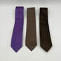 NWT Mens Purple Brown Silk Abstract Adjustable Pointed Neckties Lot Of 3 image number 1