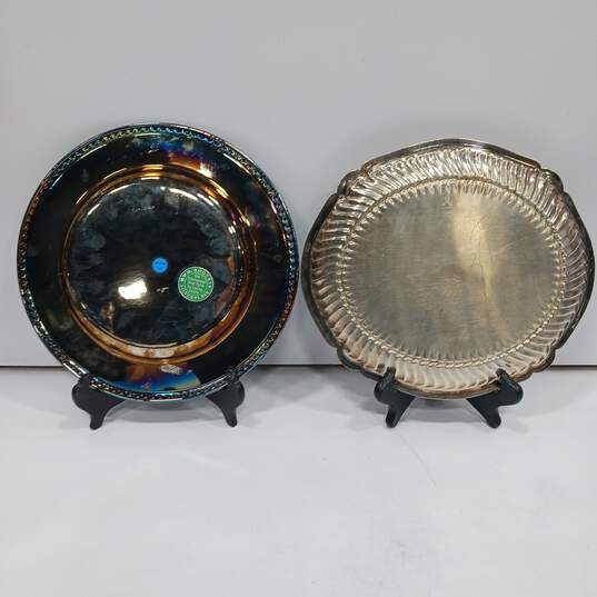 Set of Two Silver Tone Platter image number 3