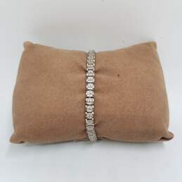 Sterling Silver Melee Diamond 7.5" Bracelet 16.7g