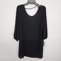 Sheer Black Ruched 3/4 Sleeve Scooped Back Tunic