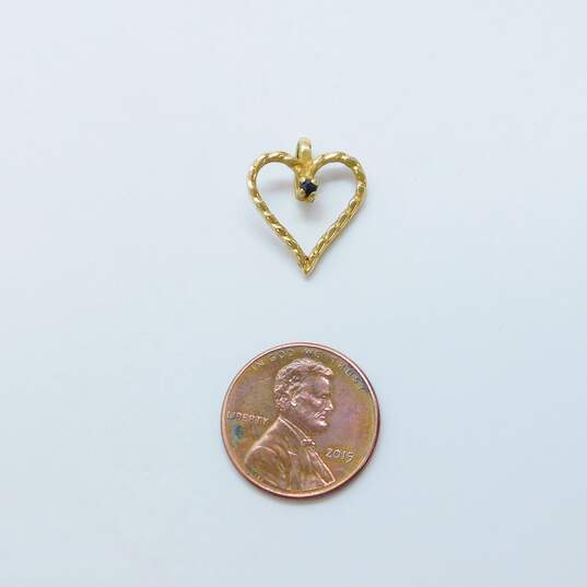 14K Yellow Gold Spinel Textured Heart Pendant 1.5g image number 4