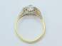 Antique Art Deco 18K Gold White & Blue Sapphire Ring 3.3g image number 4