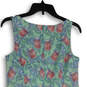 Womens Blue Printed Pink V-Neck Sleeveles Back Zip Shift Dress Size 4 image number 4