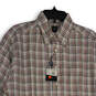 NWT Mens Multicolor Plaid Collared Long Sleeve Dress Shirt Size Medium image number 3