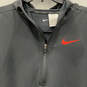Mens Black Long Sleeve Quarter Zip Hooded Pullover Athletic Jacket Size L image number 3
