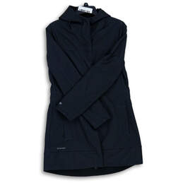 Mens Black Long Casual Sleeve Side Pockets Hooded Full-Zip Jacket Size XL
