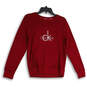 Womens Red Crew Neck Long Sleeve Pullover Sweatshirt Size Medium image number 1