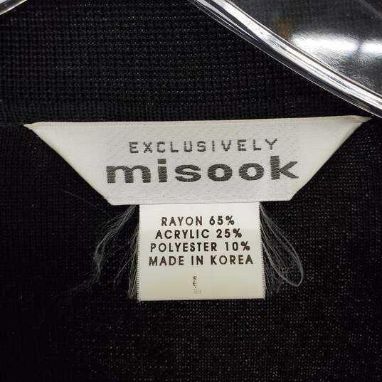 Misook Black Knit Rayon Blend Cardigan WM Size L image number 3