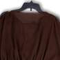 Womens Brown Gold Embellished Short Sleeve Elastic Waist Tunic Top Size L image number 4