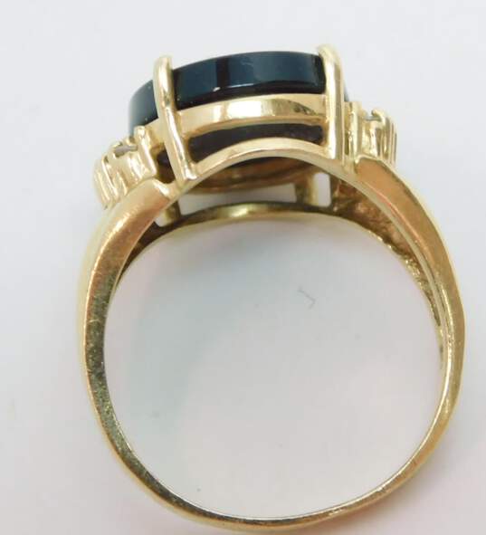 14K Yellow Gold 0.12 CTTW Diamond & Onyx Cabochon Ring 4.8g image number 2