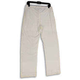 NWT Womens White Flat Front Drawstring Straight Leg Pajama Pants Size S/M alternative image