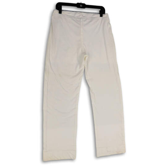 NWT Womens White Flat Front Drawstring Straight Leg Pajama Pants Size S/M image number 2