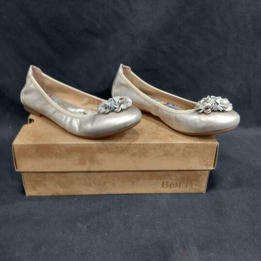Born Khari Silver Panna Cotta Metallic Slip On Ballet Flats/Shoes Women's Size 9 IOB image number 4