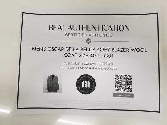 Oscar de la Renta Vintage Grey Wool Suit Jacket Men's Size 40 L image number 6