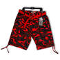 NWT Mens Red Black Camouflage Belted Pockets Bermuda Shorts Size 40 image number 1