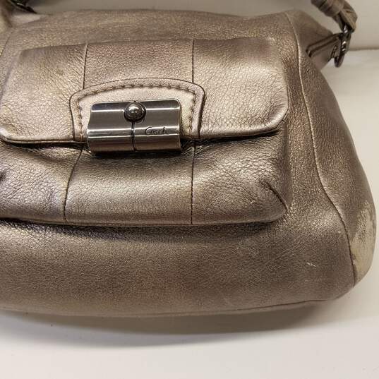 COACH 14783 Kristin Gray Metallic Leather Medium Tote Bag image number 6