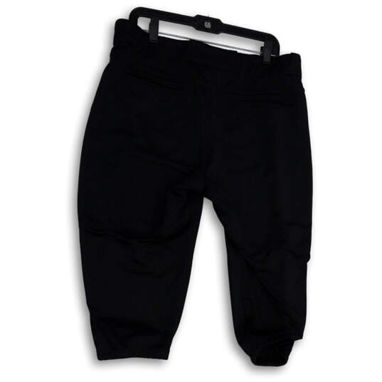 Buy the Mens Black Regular Fit Flat Front Pockets Softball Capri
