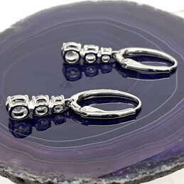 Designer Swarovski Silver-Tone Attract Trilogy CZ Stone Hoop Earrings
