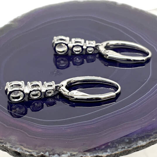 Designer Swarovski Silver-Tone Attract Trilogy CZ Stone Hoop Earrings image number 1