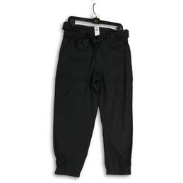 NWT Banana Republic Womens Black Slash Pocket Paperbag Pants Size 8