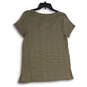 NWT Womens Olive Green V-Neck Short Sleeve Pullover Blouse Top Size Large image number 2