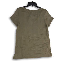 NWT Womens Olive Green V-Neck Short Sleeve Pullover Blouse Top Size Large alternative image