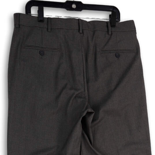 NWT Mens Gray Flat Front Slash Pocket Straight Leg Dress Pants Size 36x34 image number 4
