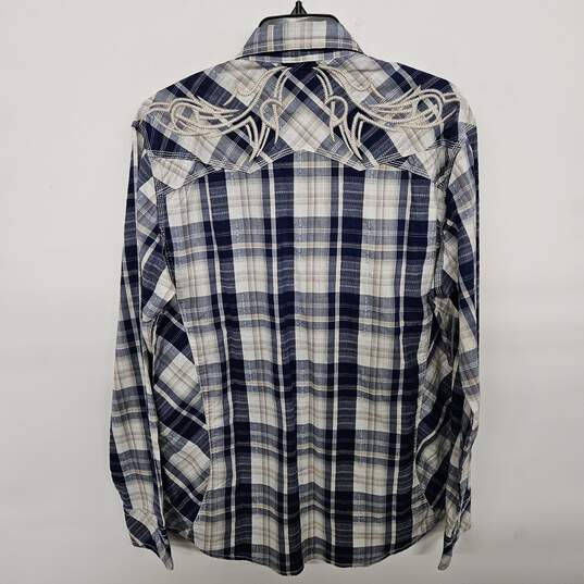 Buckle Black Athletic Fit Navy Plaid Button Up image number 2