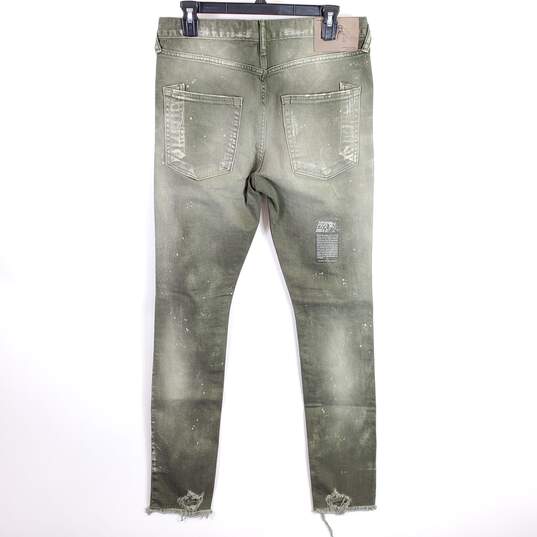 PRPS Men Olive Green Distressed Skinny Jeans Sz 32 image number 2