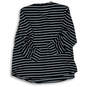 Womens Black White Striped Long Sleeve V-Neck Half Zip Blouse Top Size 2X image number 2
