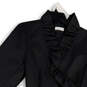 Womens Black Ruffle Long Sleeve Tie Waist Button Front Jacket Size XL image number 3